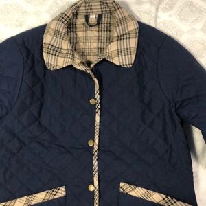 Navy & Plaid Quilted Barn Coat